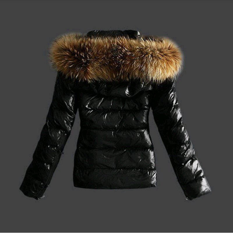 EVA-US | Jacket with Fur Collar - stylish black women's Winter Jacket