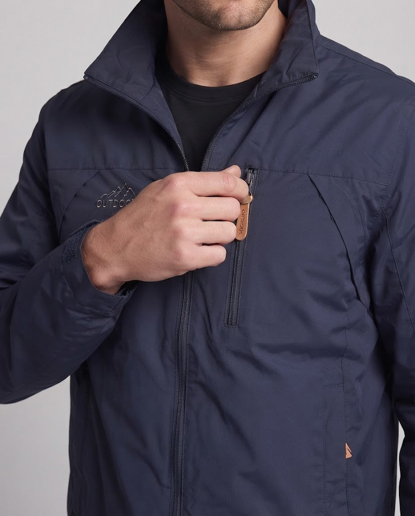 Men's lightweight windproof nylon zip-up jacket with stand-up collar and zip chest pocket EVA-US