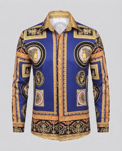 Men's fashionable shirt with artistic print and elegant details EVA-US