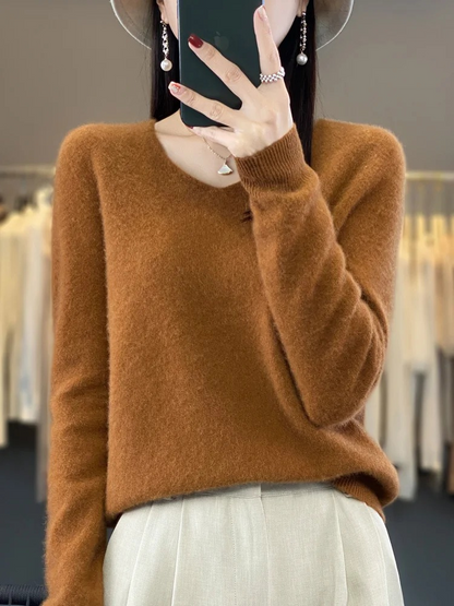 EVA-US | Cashmere Pullover Women Elegant V neck, Soft & Comfortable