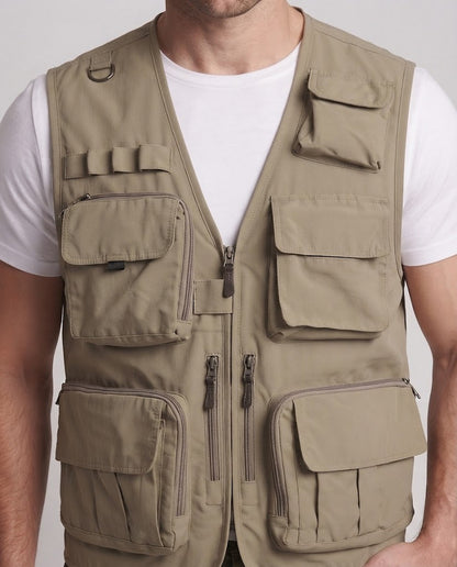Men's multifunctional angler and photo utility vest with numerous pockets EVA-US