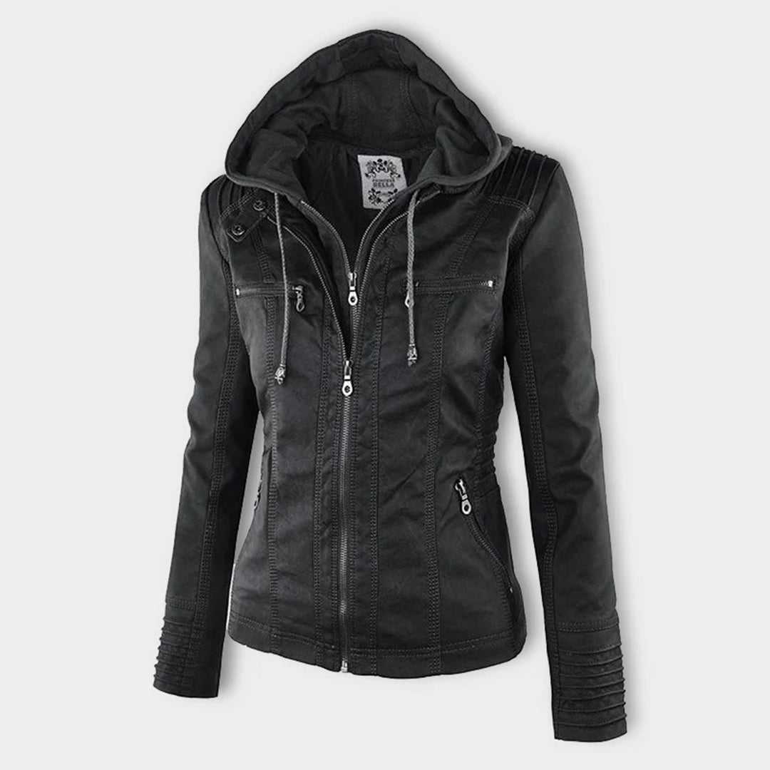 EVA-US | Women's Leather Jacket With Hood