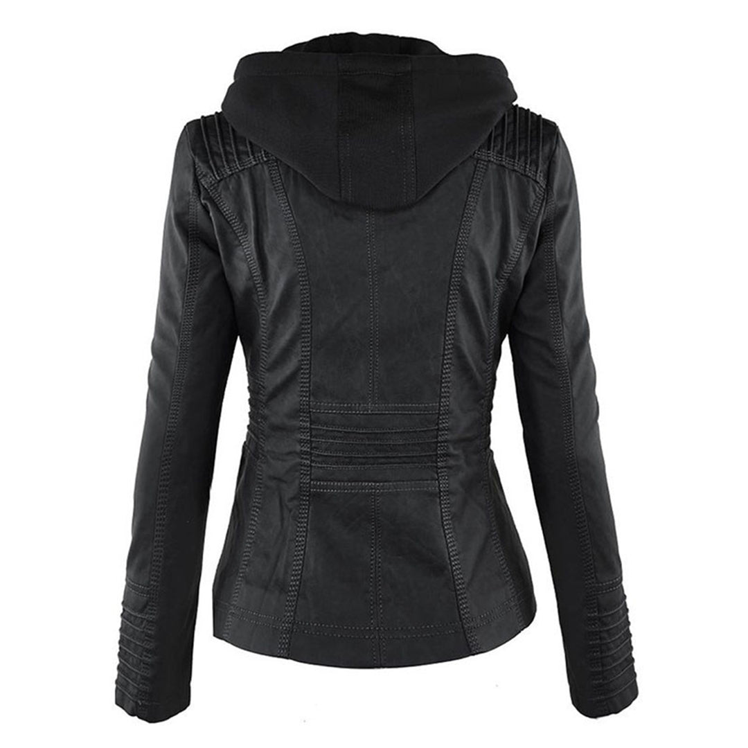EVA-US | Women's Leather Jacket With Hood