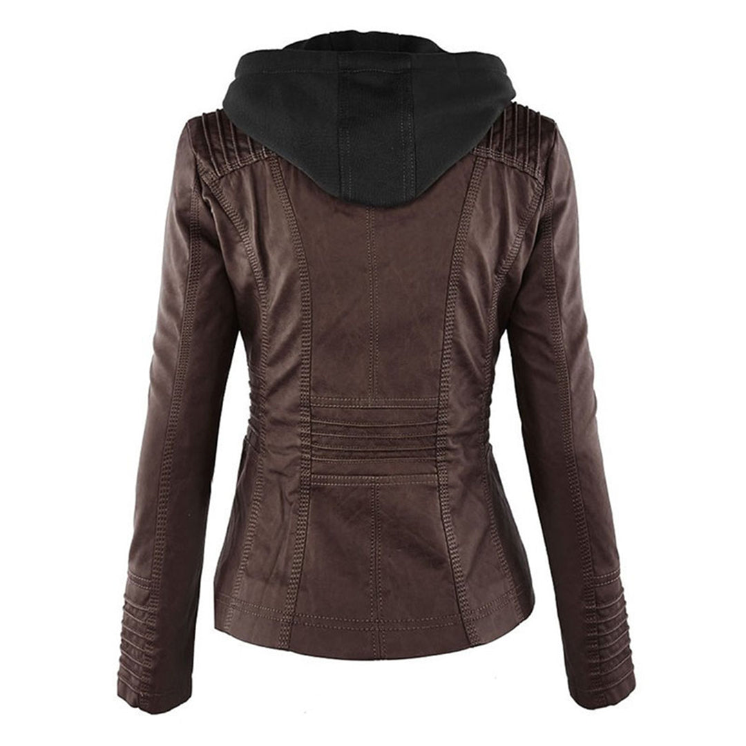 EVA-US | Women's Leather Jacket With Hood