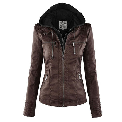 EVA-US | Women's Leather Jacket With Hood