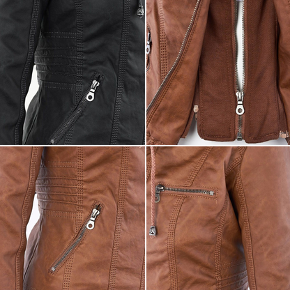 EVA-US | Women's Leather Jacket With Hood
