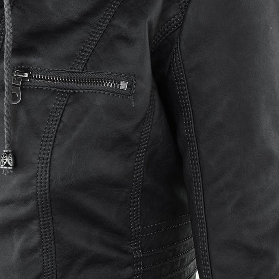 EVA-US | Women's Leather Jacket With Hood