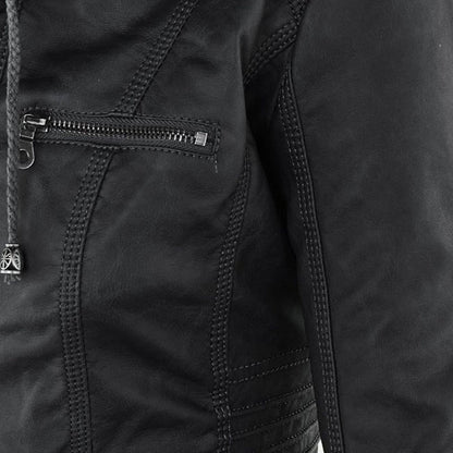 EVA-US | Women's Leather Jacket With Hood