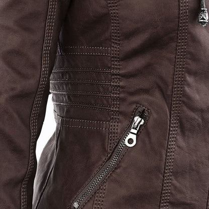 EVA-US | Women's Leather Jacket With Hood