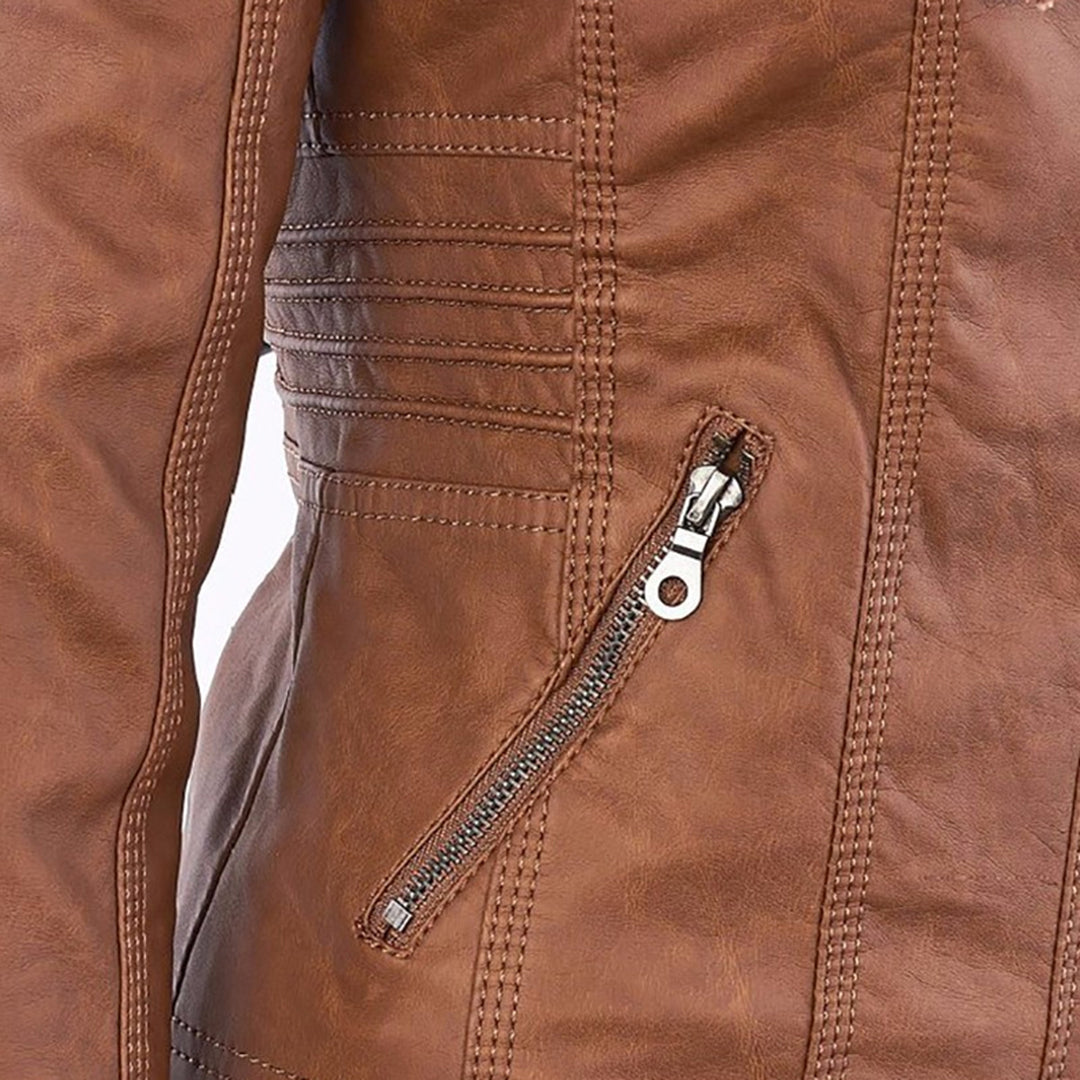 EVA-US | Women's Leather Jacket With Hood