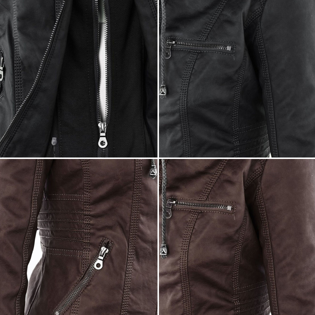 EVA-US | Women's Leather Jacket With Hood