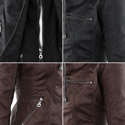 EVA-US | Women's Leather Jacket With Hood