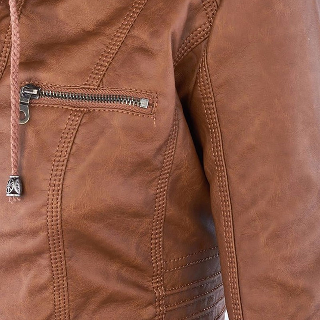 EVA-US | Women's Leather Jacket With Hood