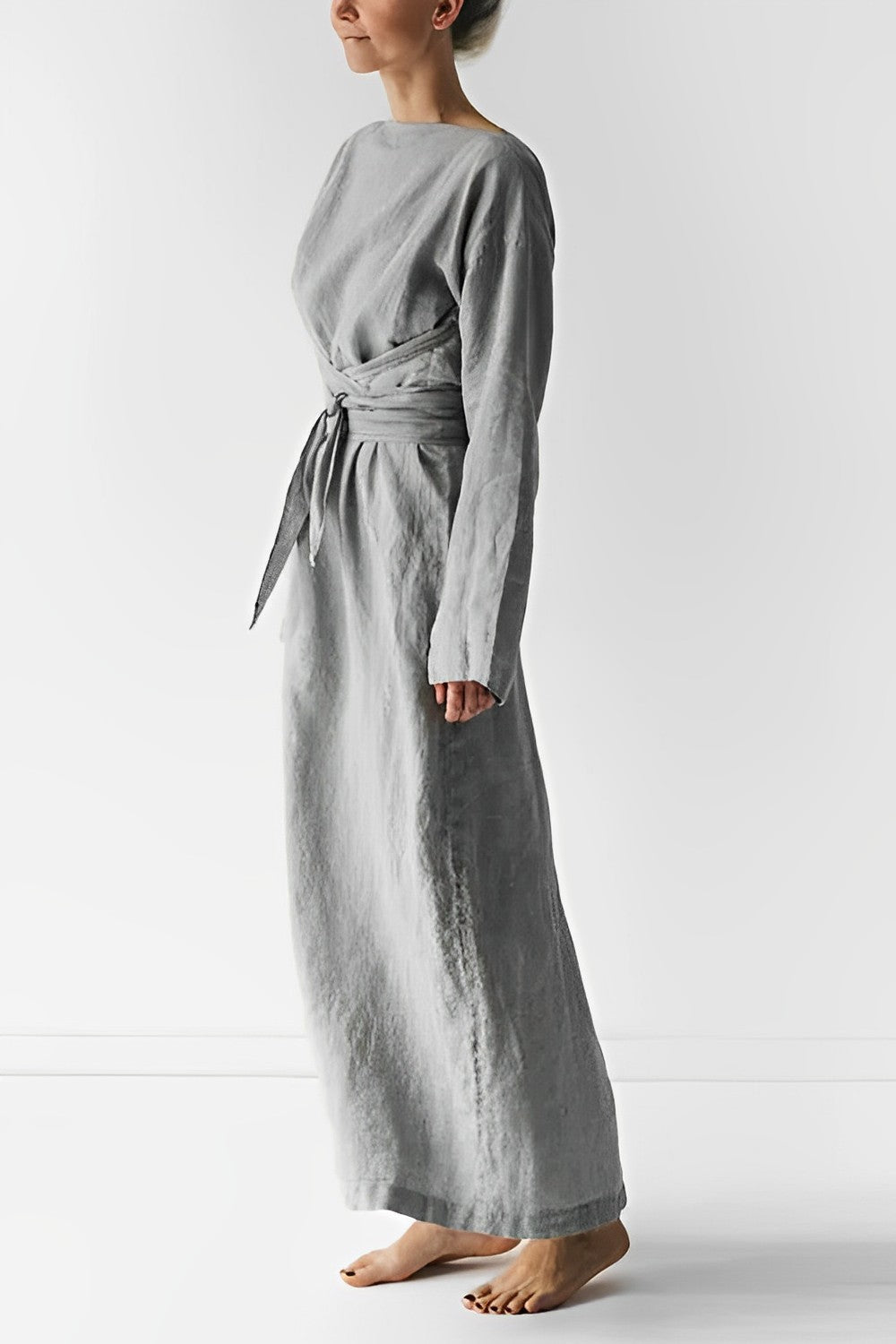 EVA-US - Linen Wrap Maxi Dress