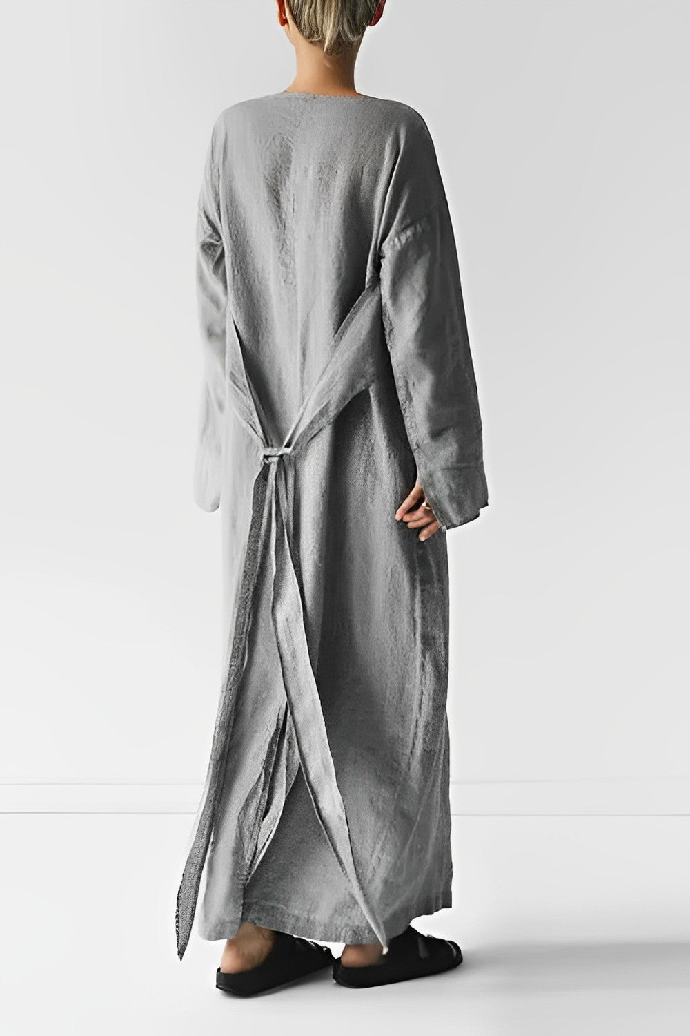 EVA-US - Linen Wrap Maxi Dress