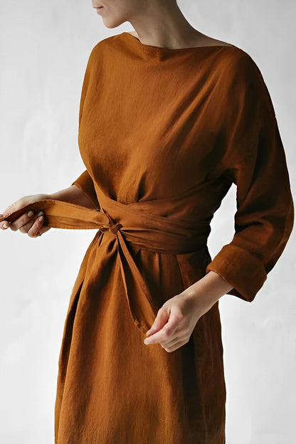 EVA-US - Linen Wrap Maxi Dress