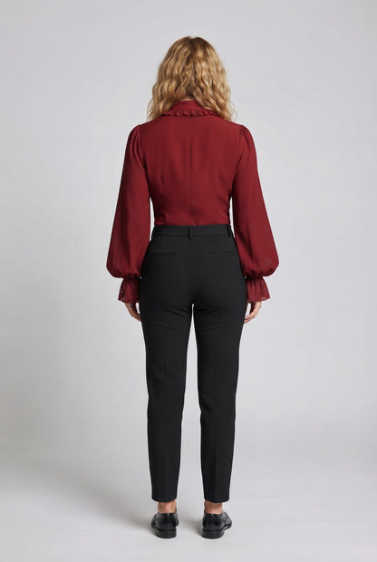 Women Ruffled Blouse with Elegant Collar Area EVA-US