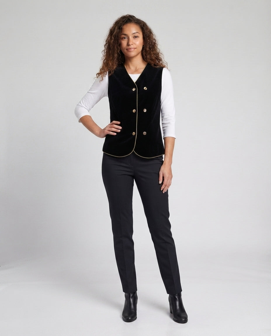 Women Elegant Velvet Vest with Button Details EVA-US