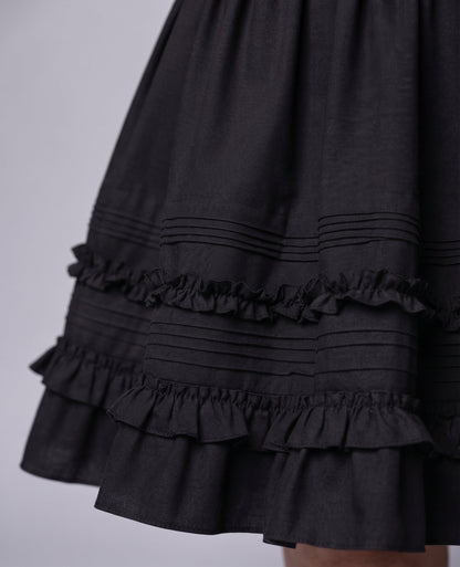 Women's A-line skirt with voluminous ruffles and elastic waistband EVA-US
