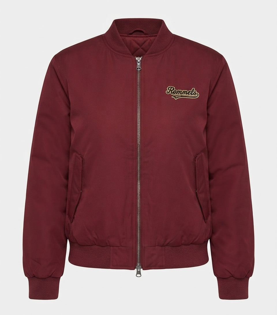 Women short quilted bomber jacket in flight style with arm pocket and relaxed fit