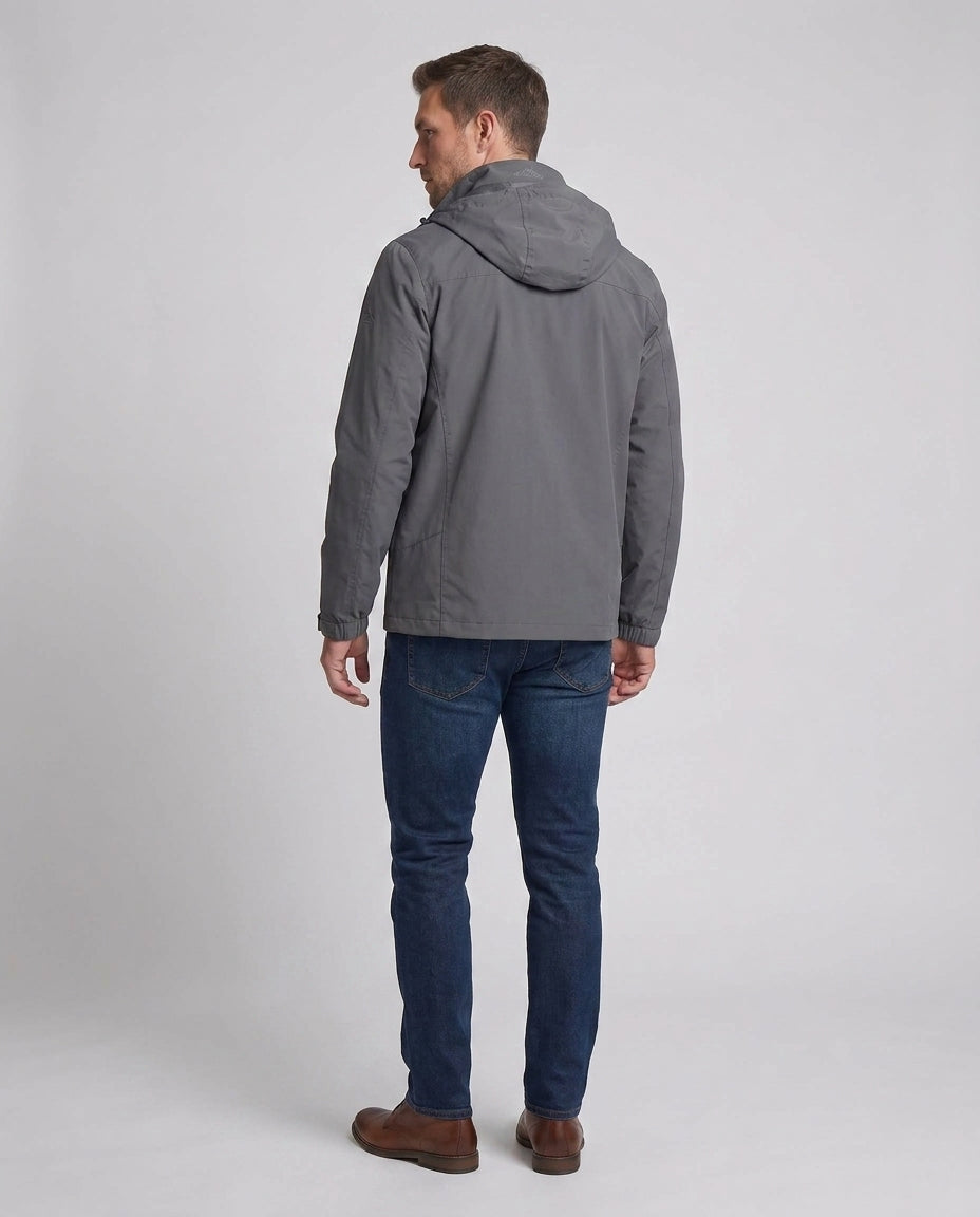 Men's leisure softshell jacket with adjustable hood, chest zipper and Velcro cuffs EVA-US