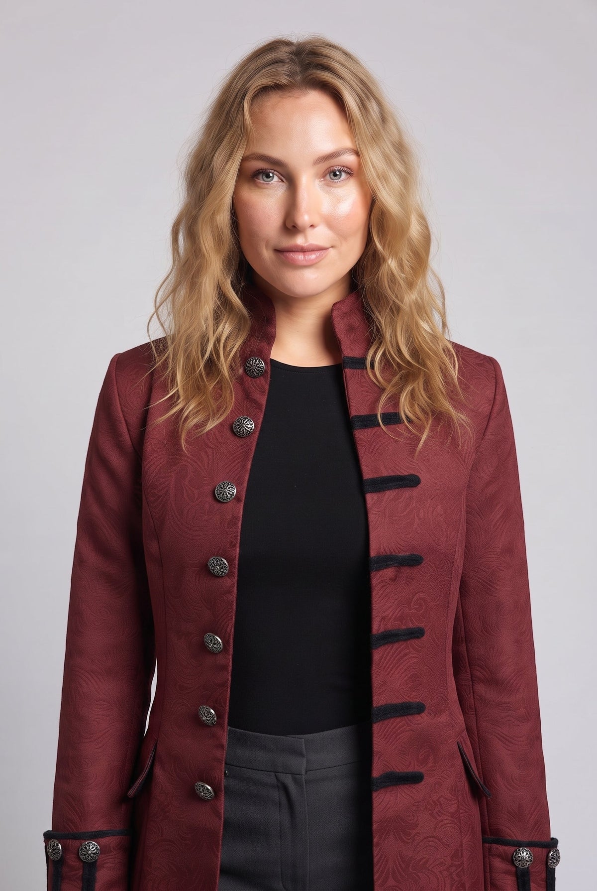 Ladies elegant tailcoat with elaborate jacquard pattern EVA-US