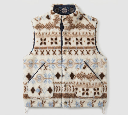 Women's quilted vests with teddy lining and Scandinavian pattern