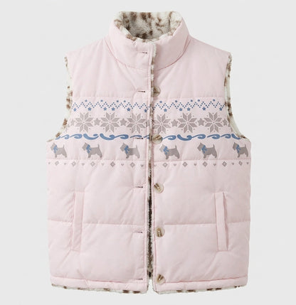 Women's quilted vests with teddy lining and Scandinavian pattern