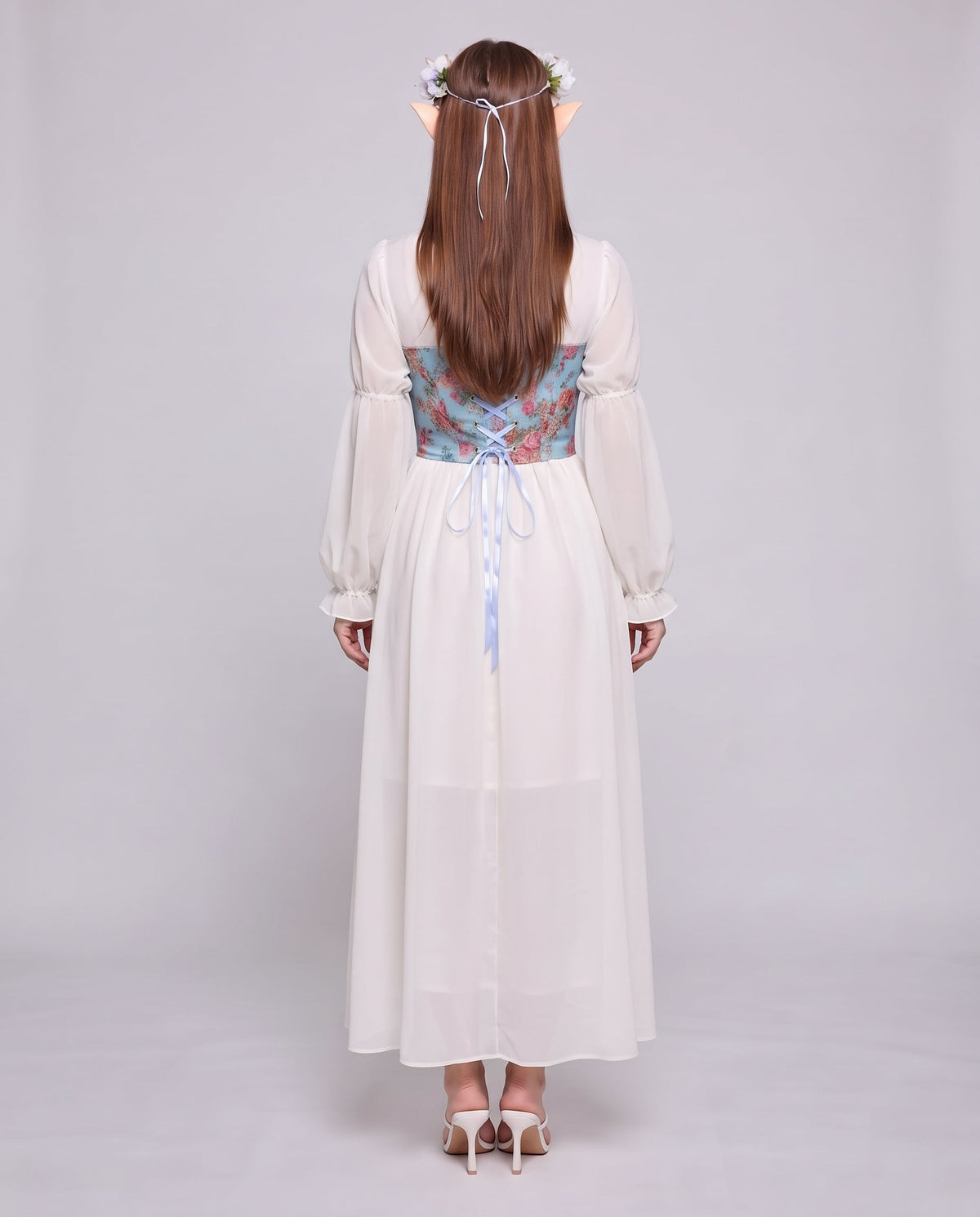 Women Romantic Maxi Dress with Ruffles and Floral Pattern EVA-US