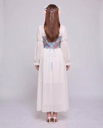 Women Romantic Maxi Dress with Ruffles and Floral Pattern EVA-US