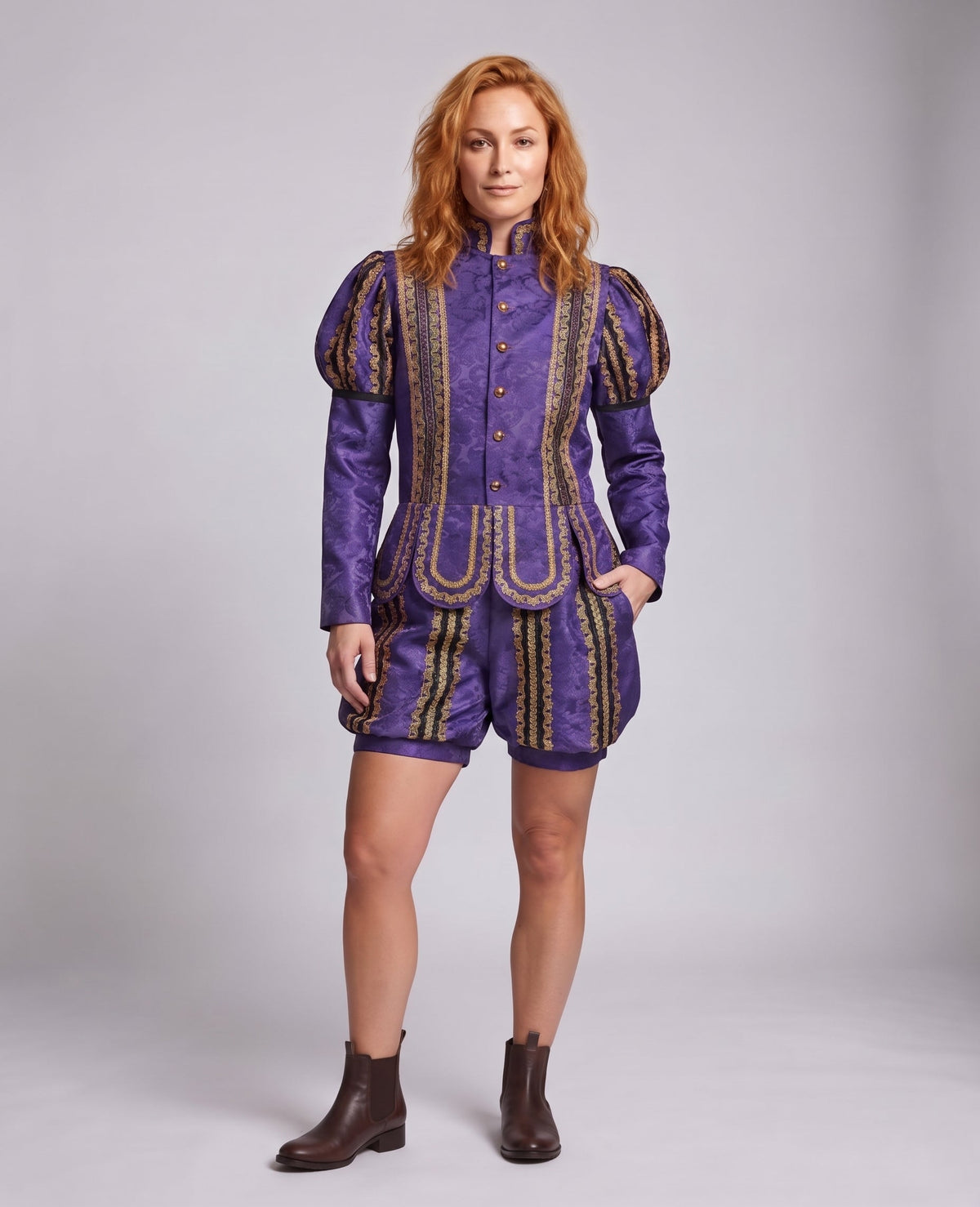 Women's historical costume set with artistic jacket and shorts EVA-US