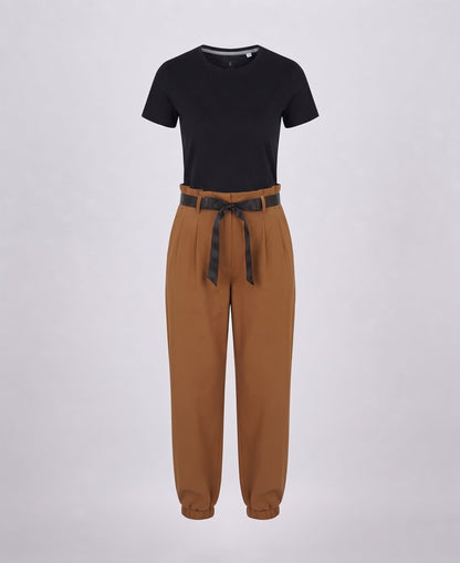 Women's Fashion Statement Jumpsuit with Wide Legs and Drawstring EVA-US