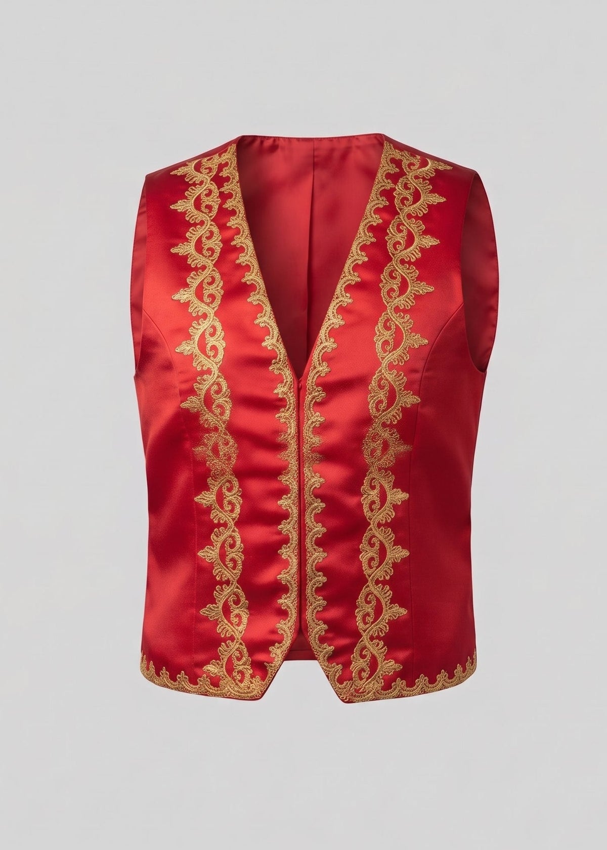 Women's Elegant Stand Collar Vest with Artful Decorations EVA-US