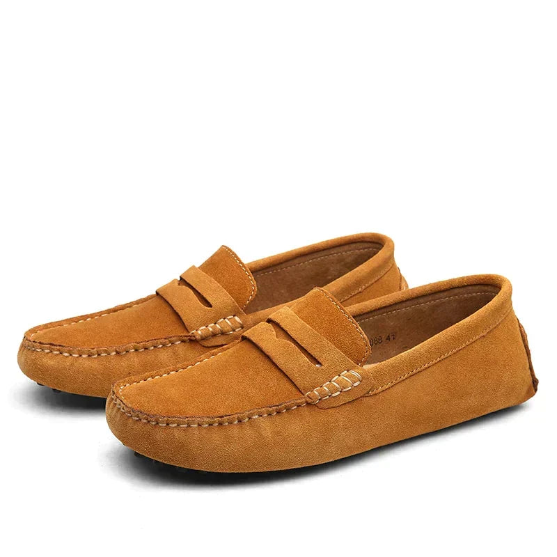Suede loafers in Italian style