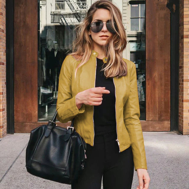 EVA-US | Elegant Leather Jacket - Timeless Style
