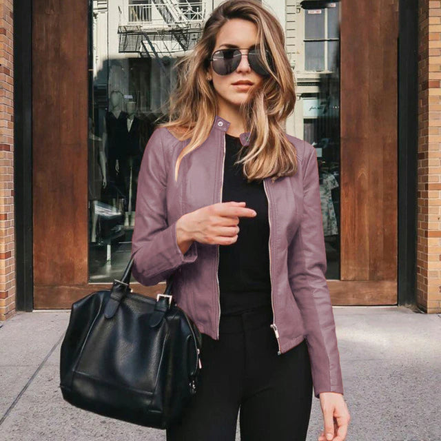 EVA-US | Elegant Leather Jacket - Timeless Style