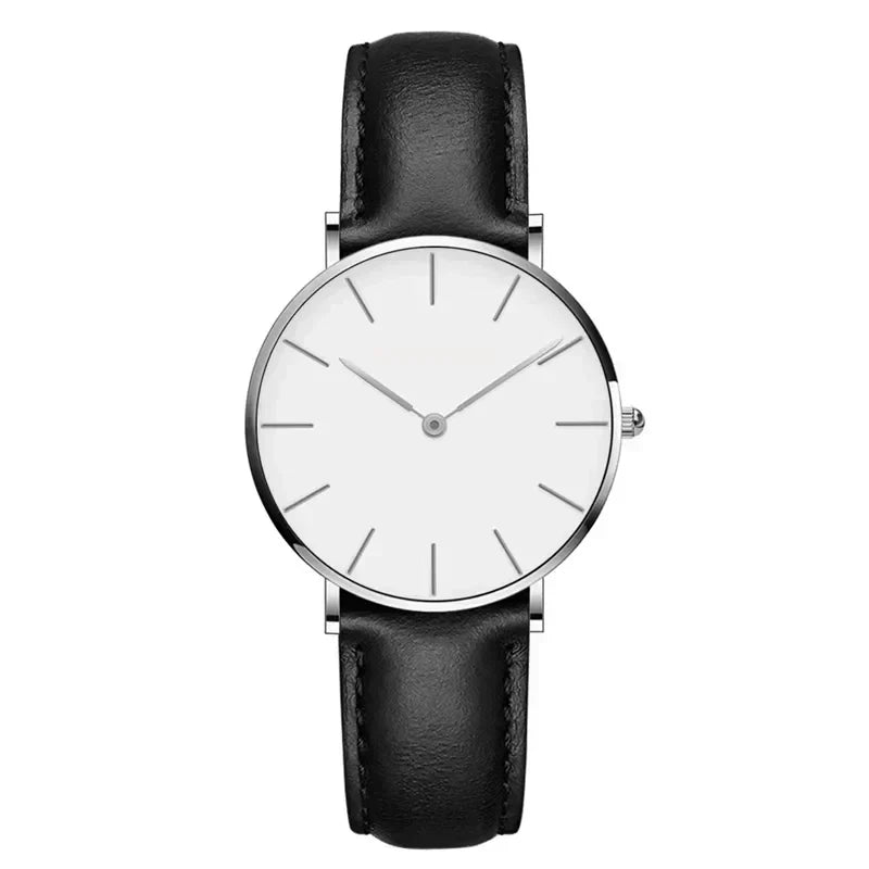 EVA-US | Round Timeless Minimalist Watch With Leather Strap For Women
