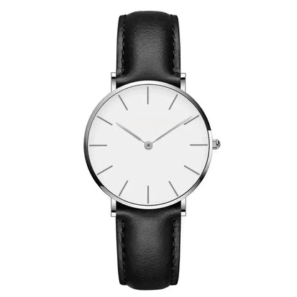 EVA-US | Round Timeless Minimalist Watch With Leather Strap For Women