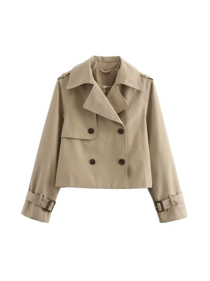 Women's Waterproof Trench Coat With Belt Cuffs and Revers Collar