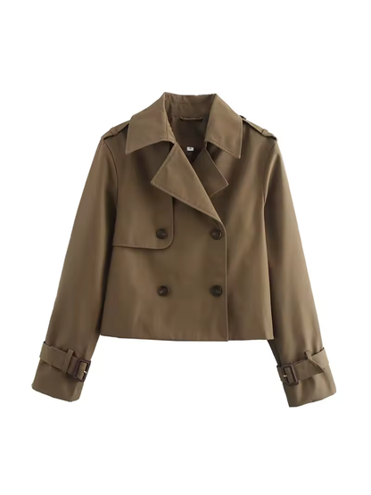 Women's Waterproof Trench Coat With Belt Cuffs and Revers Collar
