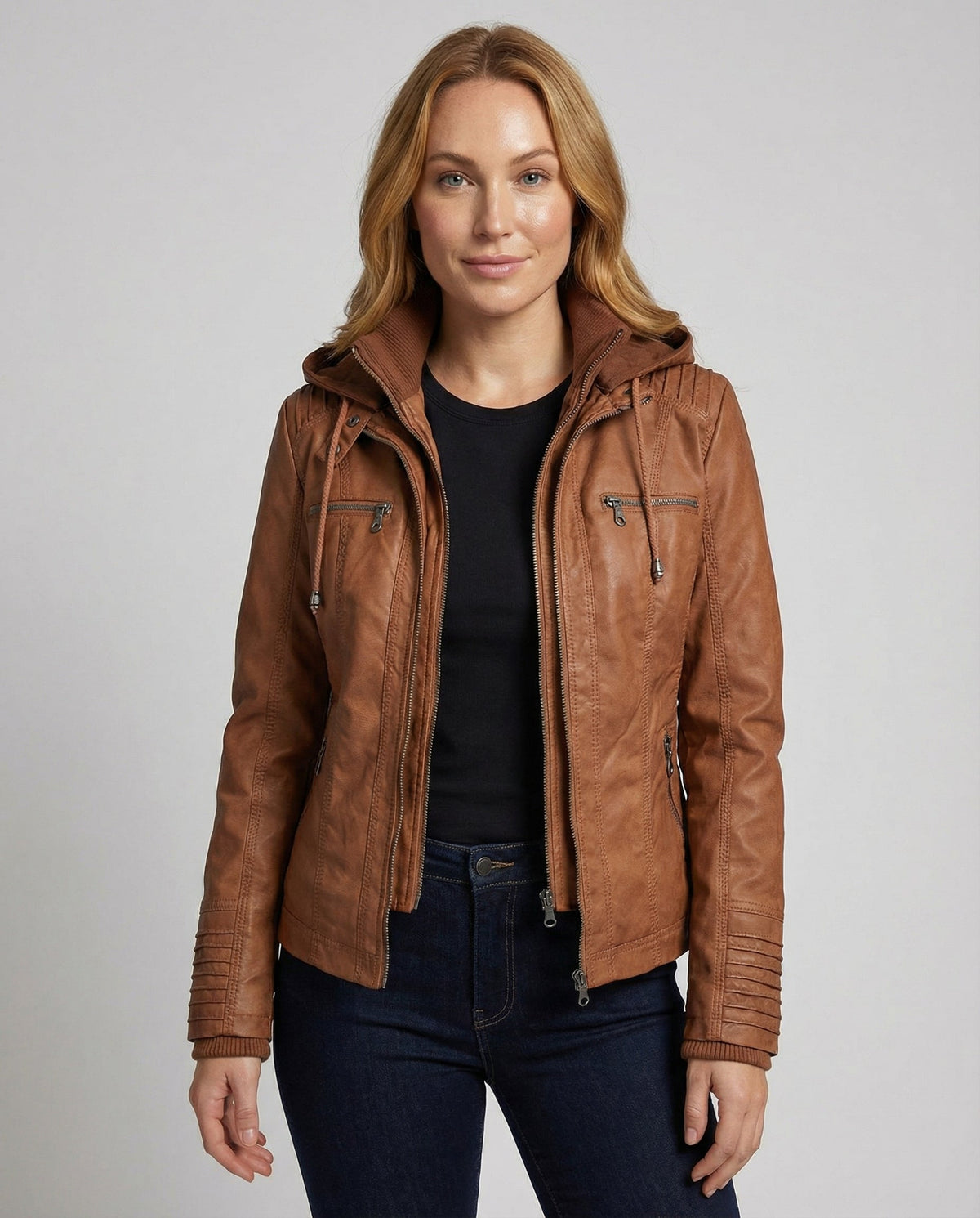Weatherproof women's jacket hood