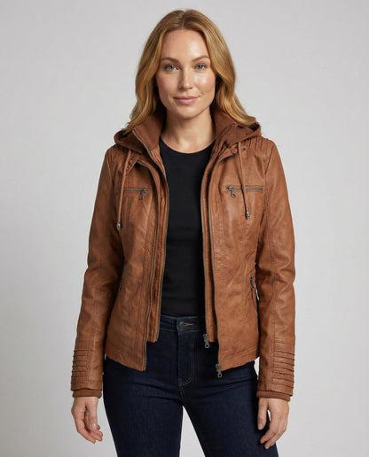 Weatherproof women's jacket hood
