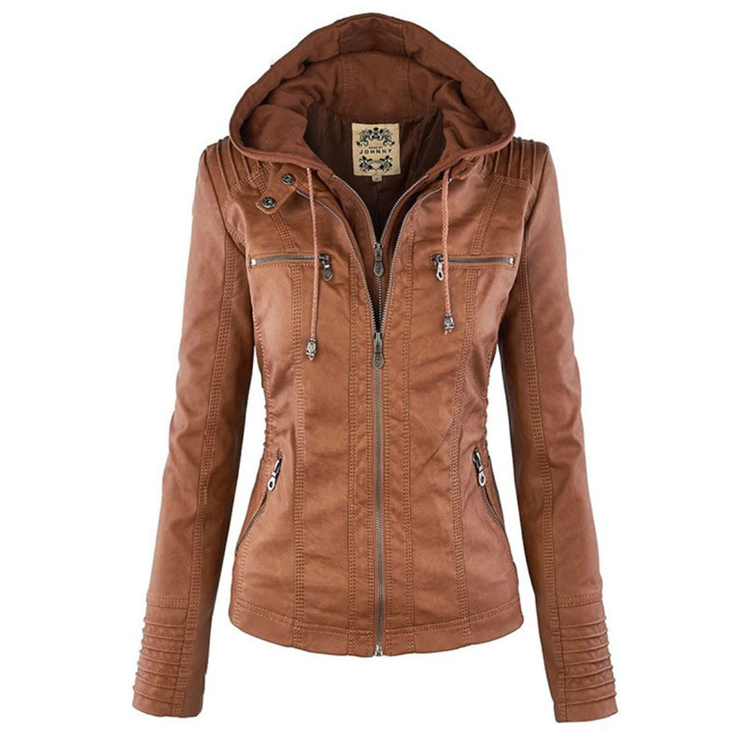 EVA-US | Women's Leather Jacket With Hood