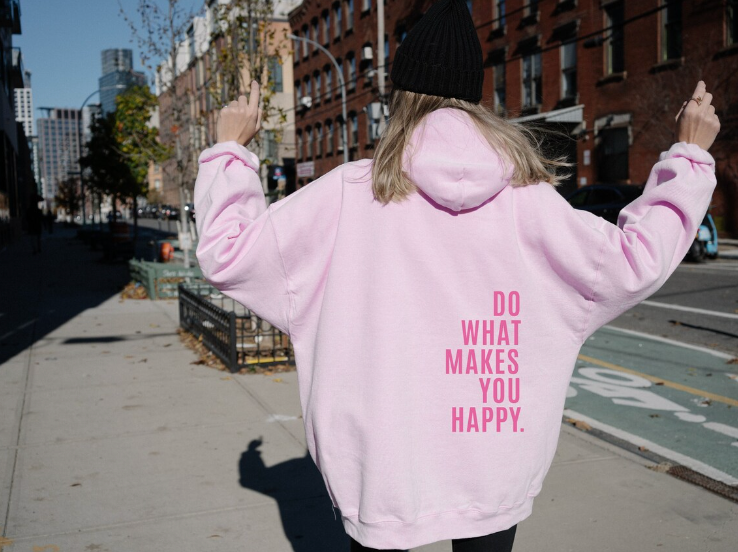 EVA-US | Hoodie with Happy Statement