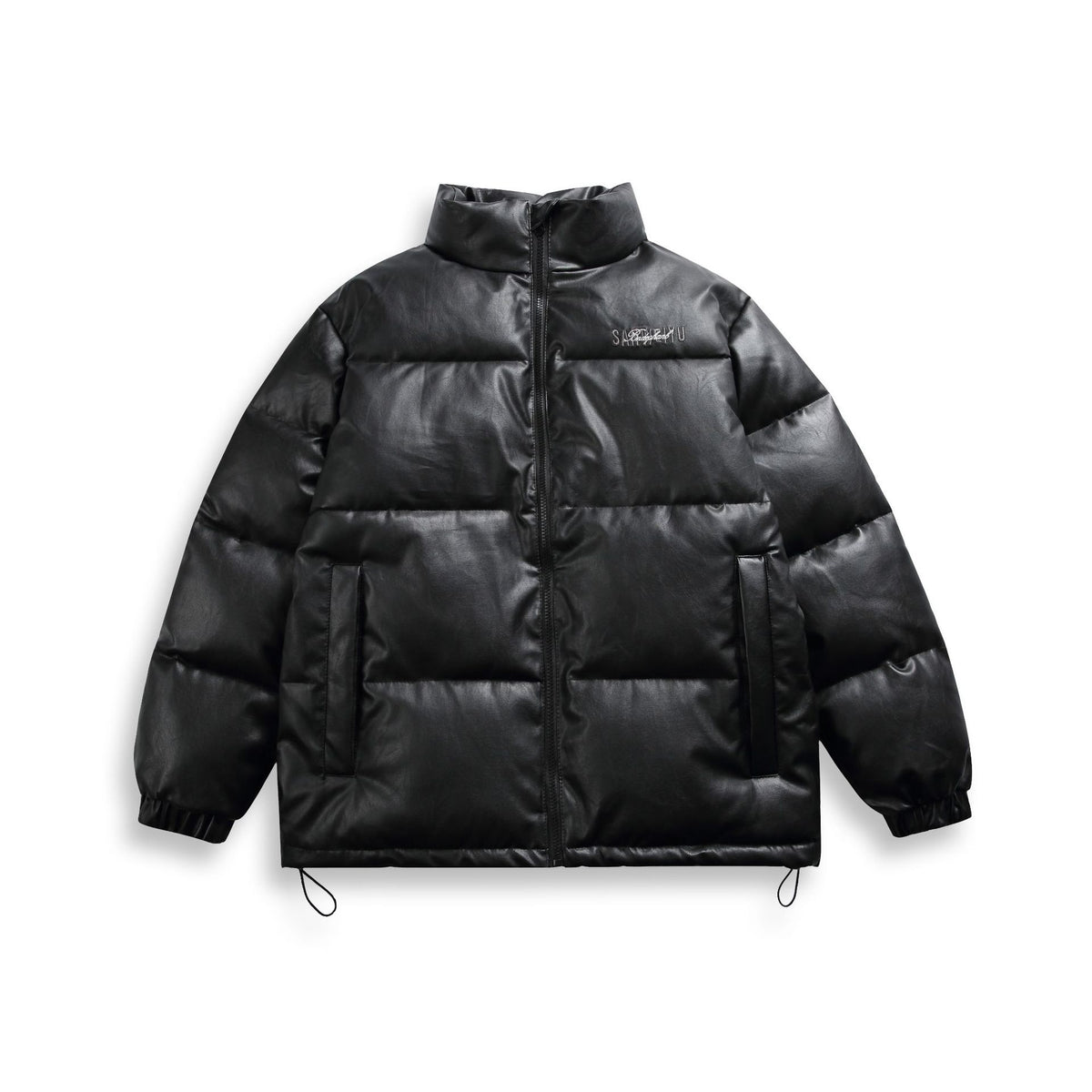 Unisex short-cut matte thermal puffer jacket with minimal seam construction and drawstring hem EVA-US