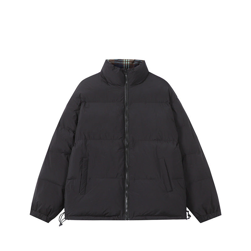 Unisex Boxy-Short Parka with quilted insulation, drawstring hem and plaid lined collar EVA-US