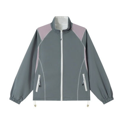 Unisex Lightweight Softshell Training Jacket with Stand-Up Collar, Contrast Panels and Drawstring EVA-US