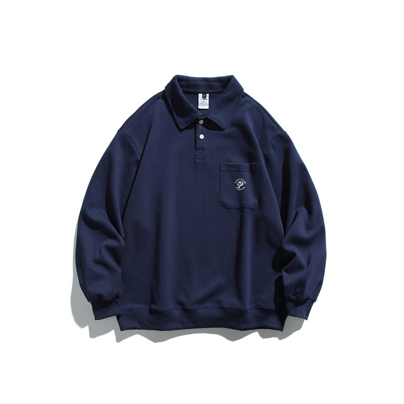 Unisex Relaxed-Fit Polo Collar Sweatshirt with Chest Pocket and Fine Ponte Structure EVA-US