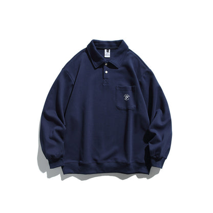 Unisex Relaxed-Fit Polo Collar Sweatshirt with Chest Pocket and Fine Ponte Structure EVA-US