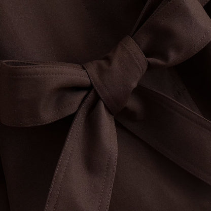 Women's Short Cape Trench Coat with Stand-up Collar, Shoulder Straps and Belt EVA-US